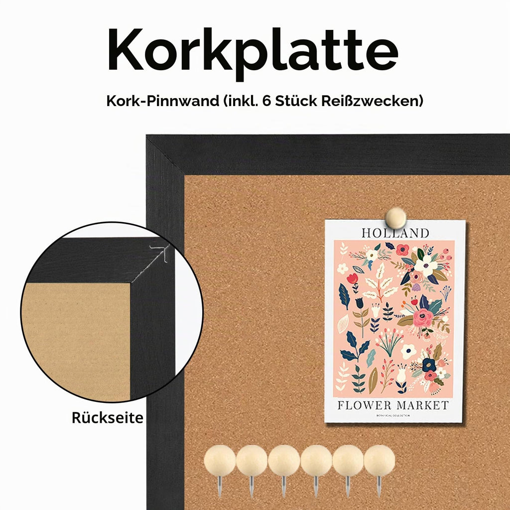 Okydoky Pinnwand Kork 90 x 30 cm,Korkwand für Heimdekoration,Office,Kork Pinnwand,pinwand korktafel groß,Schwarz Holzrahmen(BK-3090)