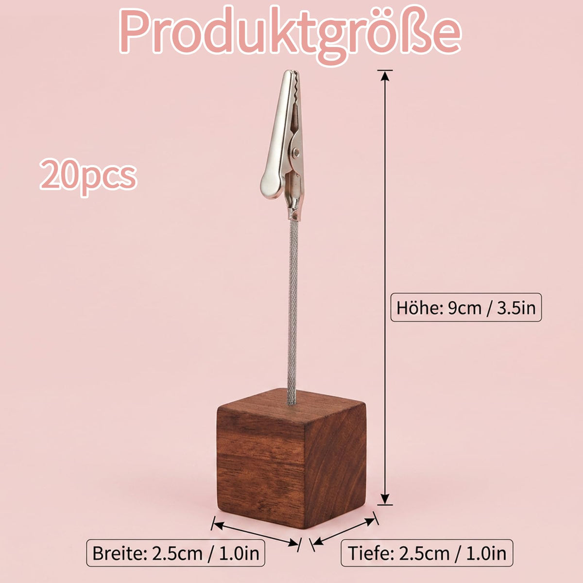 20 Stück Fotohalter mit Klammern, Kaffeebraune Visitenkartenhalter und Kartenständer, Kartenhalter Tisch,Foto Halter mit Klammer,Kartenständer,für Schreibtisch, Büro, Memos, Hochzeit