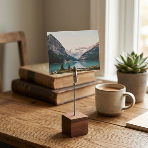 20 Stück Fotohalter mit Klammern, Kaffeebraune Visitenkartenhalter und Kartenständer, Kartenhalter Tisch,Foto Halter mit Klammer,Kartenständer,für Schreibtisch, Büro, Memos, Hochzeit