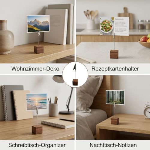20 Stück Fotohalter mit Klammern, Kaffeebraune Visitenkartenhalter und Kartenständer, Kartenhalter Tisch,Foto Halter mit Klammer,Kartenständer,für Schreibtisch, Büro, Memos, Hochzeit