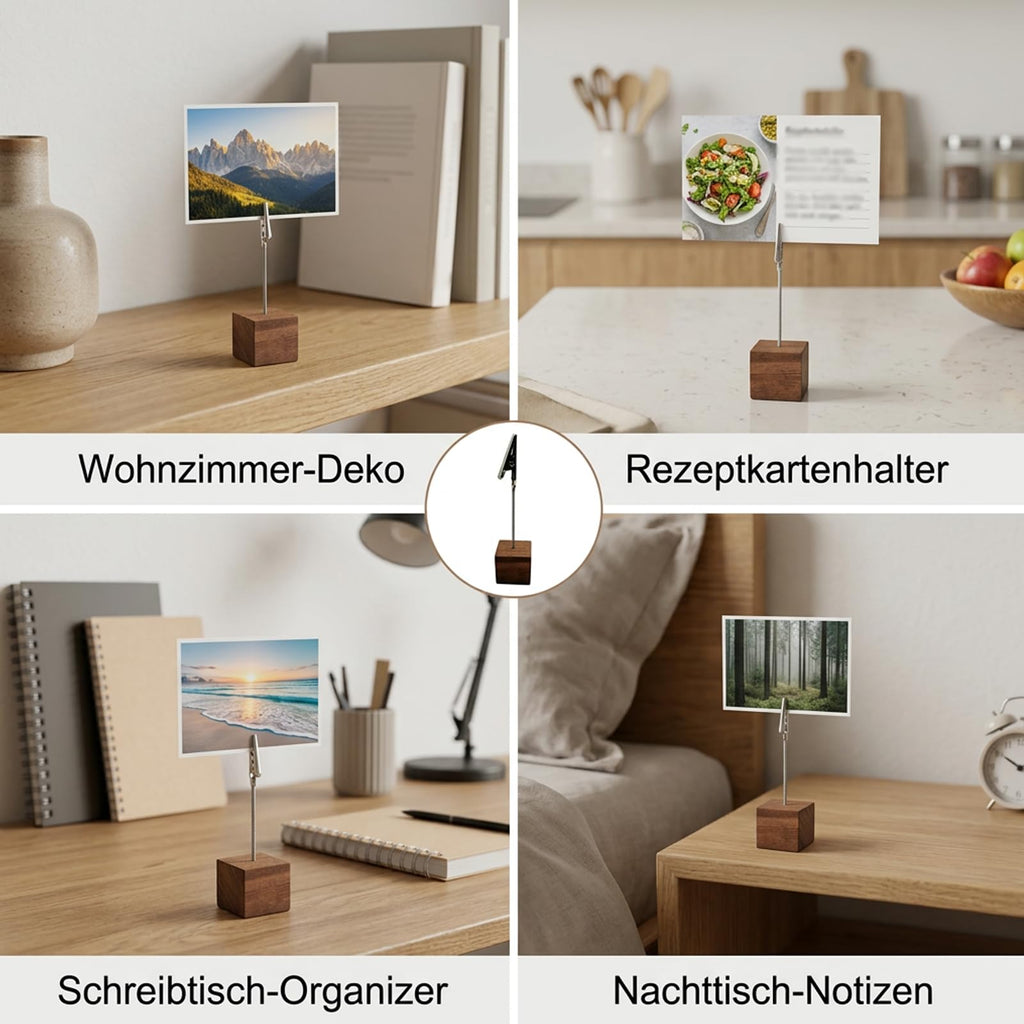 20 Stück Fotohalter mit Klammern, Kaffeebraune Visitenkartenhalter und Kartenständer, Kartenhalter Tisch,Foto Halter mit Klammer,Kartenständer,für Schreibtisch, Büro, Memos, Hochzeit