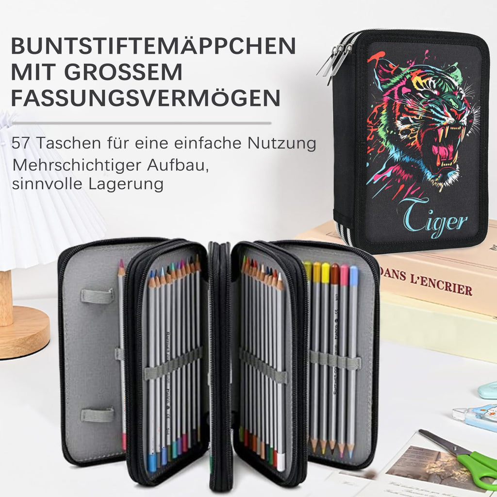 Veroa Federmäppchen 3-Fach Mehrschichtig,Große Kapazität Mäppchen-Schwarz