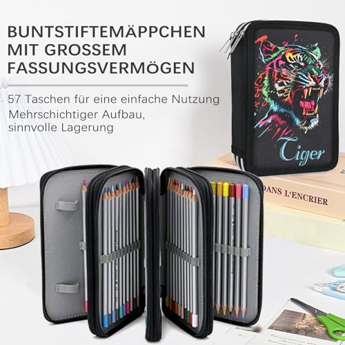 Veroa Federmäppchen 3-Fach Mehrschichtig,Große Kapazität Mäppchen-Schwarz