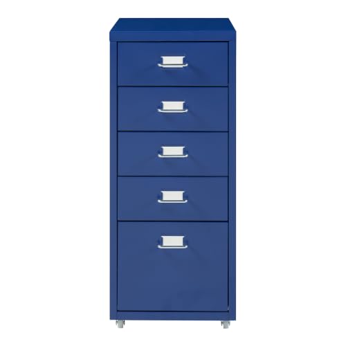 Helloshop26 Büroschrank, Rollschrank, mit 5 Schubladen, 69 x 28 x 41 cm, Blau, 03_0009099