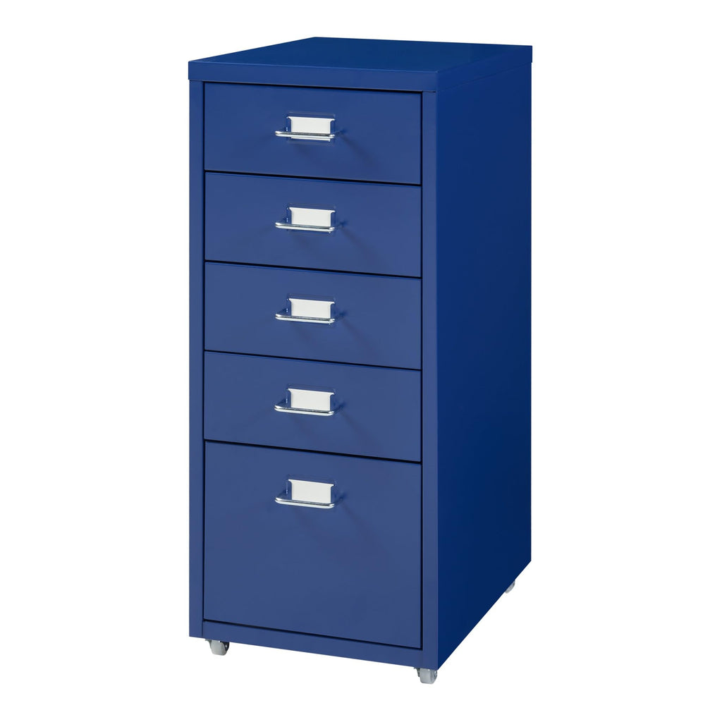 Helloshop26 Büroschrank, Rollschrank, mit 5 Schubladen, 69 x 28 x 41 cm, Blau, 03_0009099