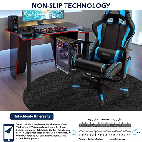 Bodenschutzmatte | Bürostuhl Unterlage | Gaming Stuhlmatten |120 x 120 cm Rund | Hartboden | Verbesserte Version - Großer Rutschfester Mehrzweck-Stuhlteppich für zu Hause (Schwarz)