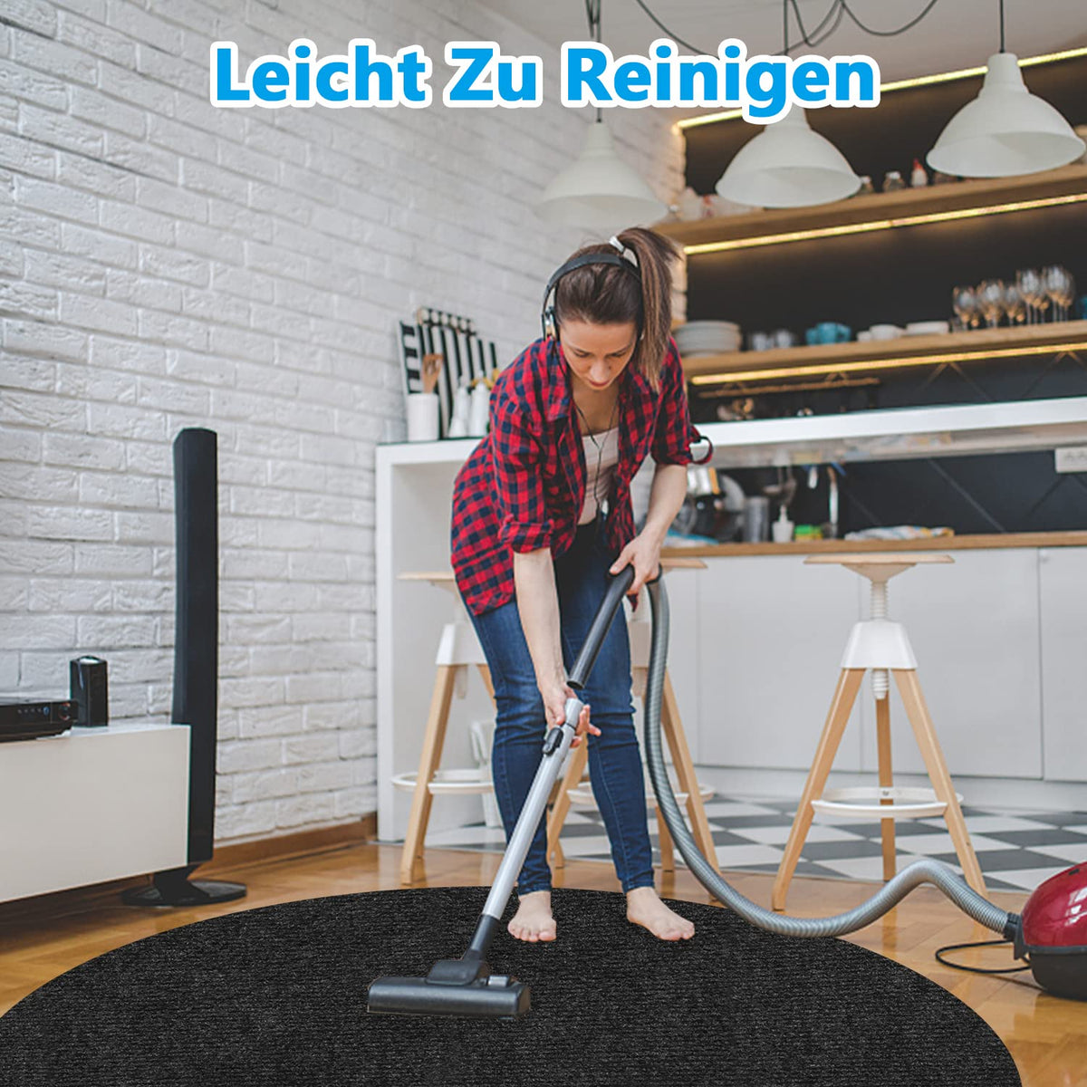 Bodenschutzmatte | Bürostuhl Unterlage | Gaming Stuhlmatten |120 x 120 cm Rund | Hartboden | Verbesserte Version - Großer Rutschfester Mehrzweck-Stuhlteppich für zu Hause (Schwarz)