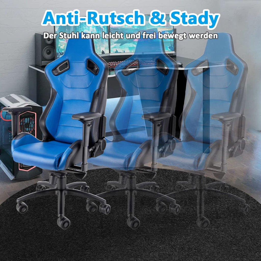 Bodenschutzmatte | Bürostuhl Unterlage | Gaming Stuhlmatten |120 x 120 cm Rund | Hartboden | Verbesserte Version - Großer Rutschfester Mehrzweck-Stuhlteppich für zu Hause (Schwarz)