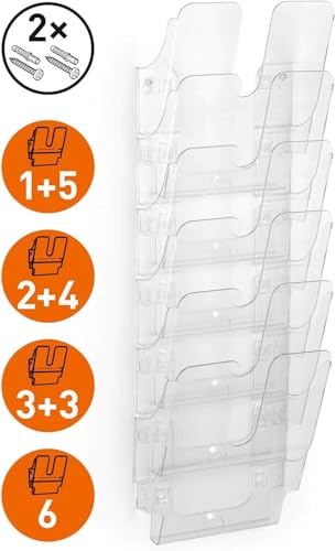 Durable Prospekthalter A4 Flexiplus Duo, 6 Fächer, transparent, 1700140200