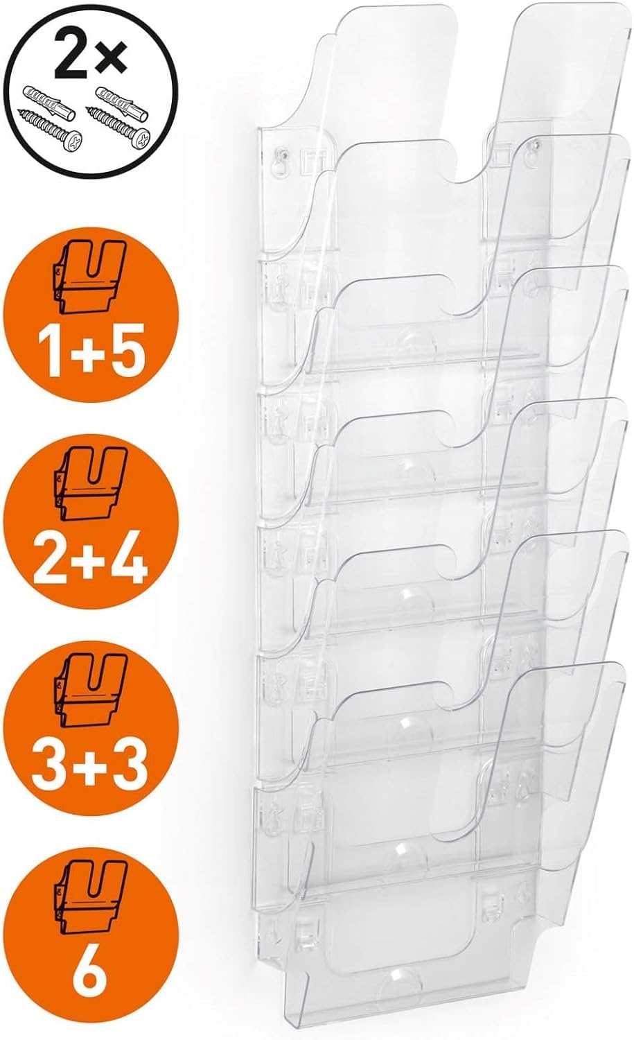 Durable Prospekthalter A4 Flexiplus Duo, 6 Fächer, transparent, 1700140200