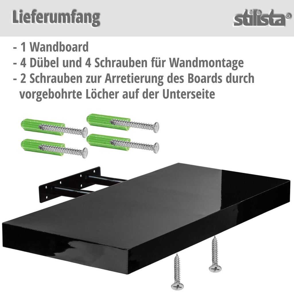 STILISTA Wandregal Volato, freischwebend, Farb- & Größenwahl, 40 cm Weiß