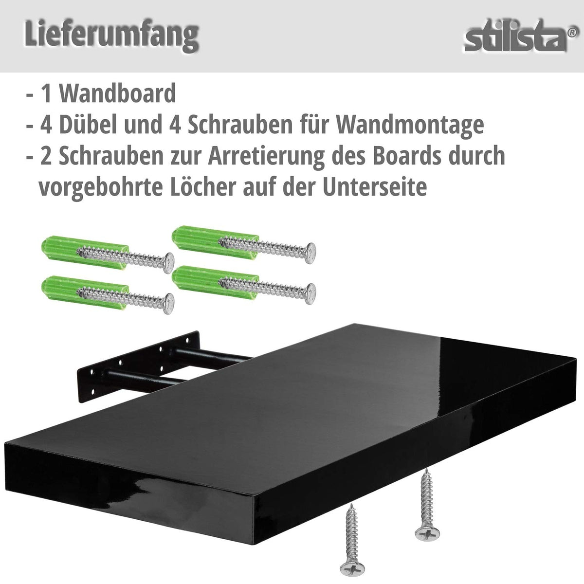 STILISTA Wandregal Volato, freischwebend, Farb- & Größenwahl, 40 cm Weiß