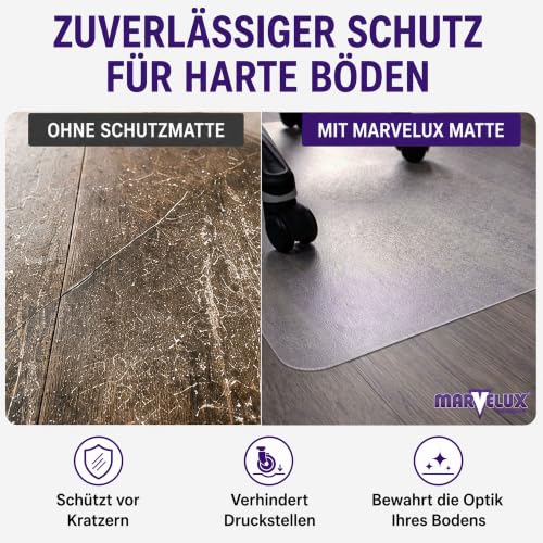 Marvelux Bodenschutzmatte Bürostuhl für Hartböden, Polycarbonat 116 x 200cm