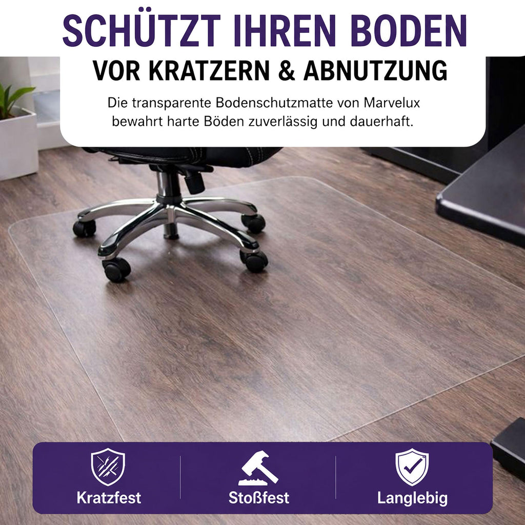 Marvelux Bodenschutzmatte Bürostuhl für Hartböden, Polycarbonat 116 x 200cm