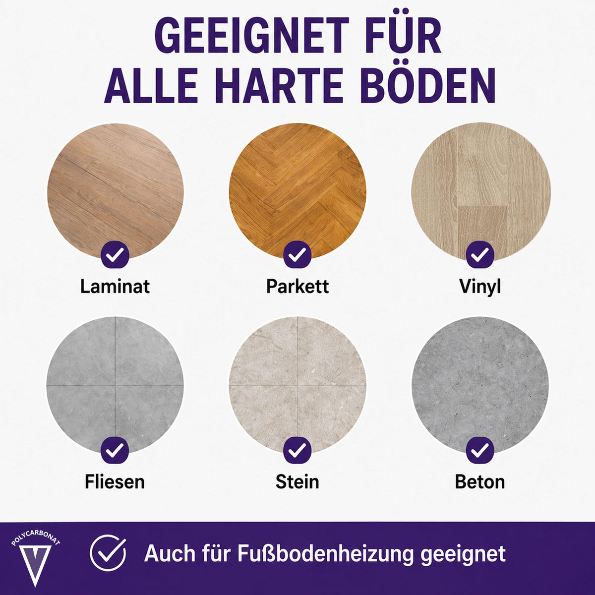 Marvelux Bodenschutzmatte Bürostuhl für Hartböden, Polycarbonat 116 x 200cm