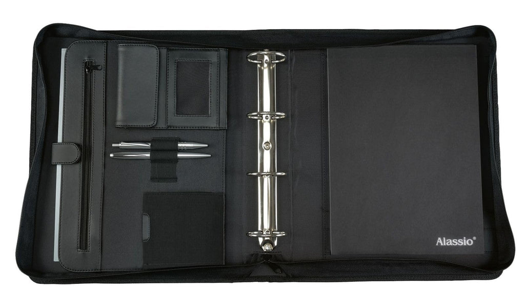 ALASSIO 30025 Tagungsmappe A4 Arezzo, Ringbuchmappe 36 × 30 × 6 cm, Schwarz