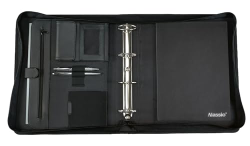 ALASSIO 30025 Tagungsmappe A4 Arezzo, Ringbuchmappe 36 × 30 × 6 cm, Schwarz