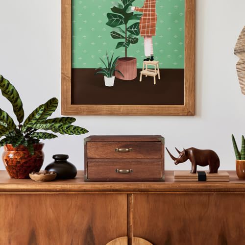 Ciieeo Schreibtisch-Aufbewahrungsbox Aus Holz Mit 2 Schubladen Vintage Schubladenbox Für Bürobedarf Kosmetik Und Schmuck Kompakte Desktop-Box Für Zuhause Arbeitszimmer Und Kleine Räume