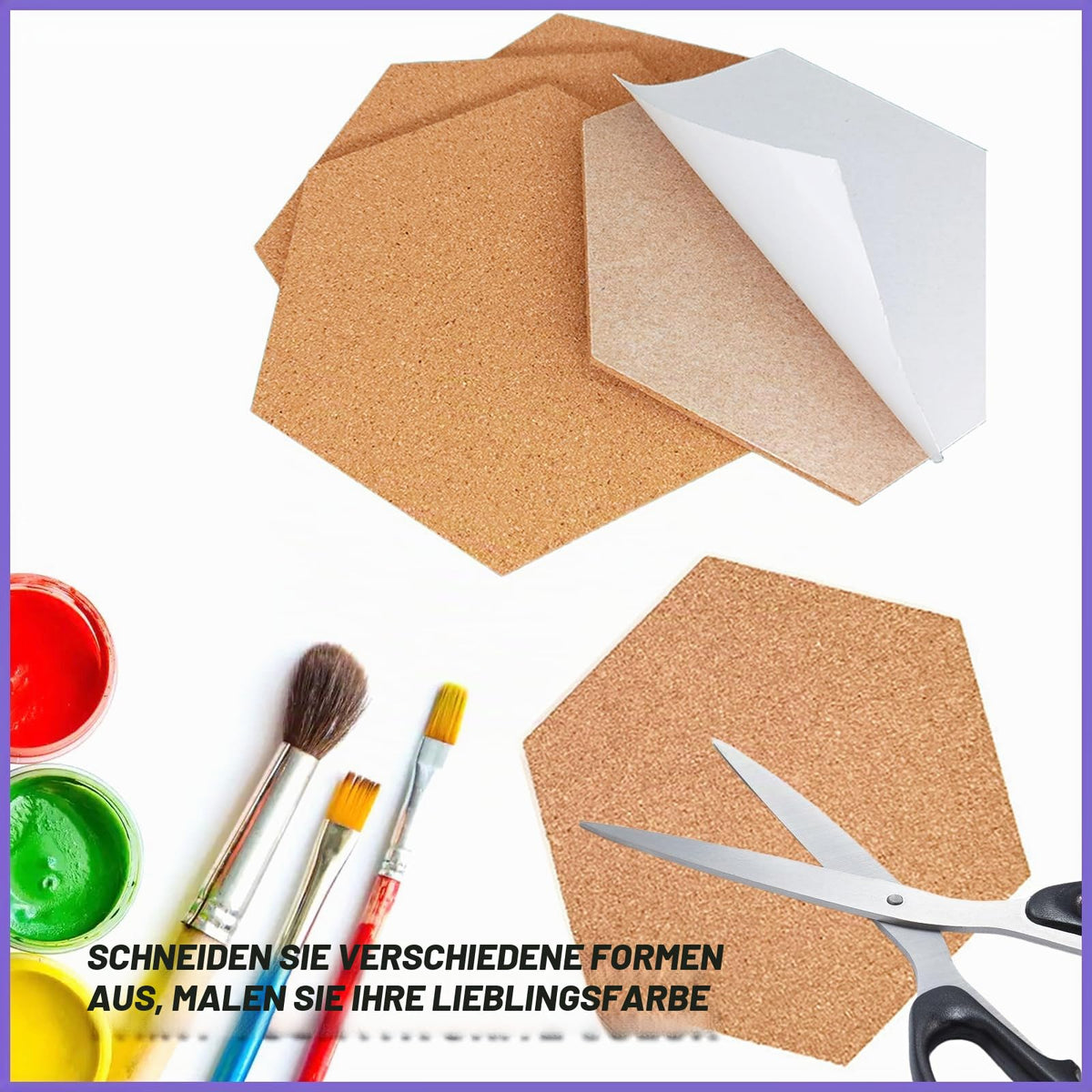 Pinnwand Kork Selbstklebend 6 Stück Korkplatten Korkwand für die Wand Kork Pinnwand Korktafel Selbstklebend Sechseckiges Korkbrett