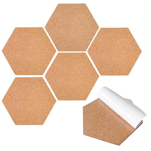 Pinnwand Kork Selbstklebend 6 Stück Korkplatten Korkwand für die Wand Kork Pinnwand Korktafel Selbstklebend Sechseckiges Korkbrett