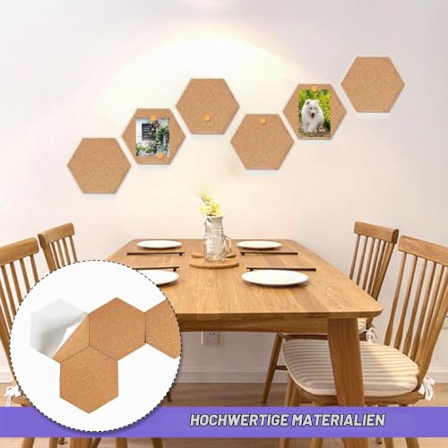 Pinnwand Kork Selbstklebend 6 Stück Korkplatten Korkwand für die Wand Kork Pinnwand Korktafel Selbstklebend Sechseckiges Korkbrett
