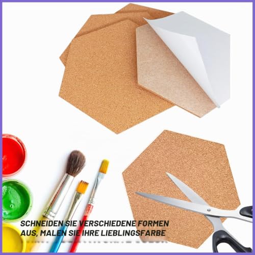Pinnwand Kork Selbstklebend 6 Stück Korkplatten Korkwand für die Wand Kork Pinnwand Korktafel Selbstklebend Sechseckiges Korkbrett