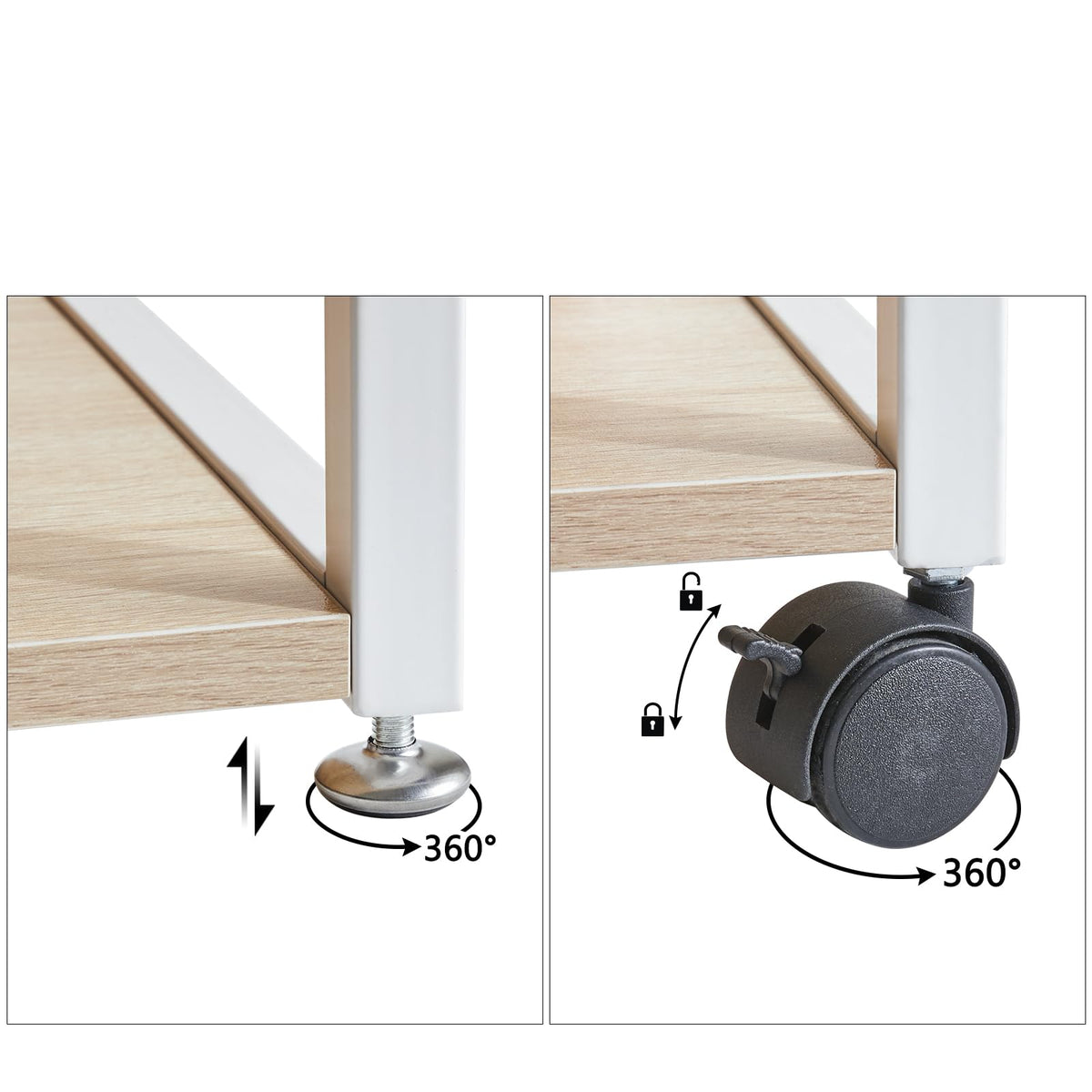 IBUYKE 2 Tier Desktop Drucker Stand Cart,Drucker Tisch mit Rädern,Schreibtisch Heavy Duty Rolltisch mit Aufbewahrungsordnern,für Bücher, Faxmaschine, Scanner, Home Office TLJ008R
