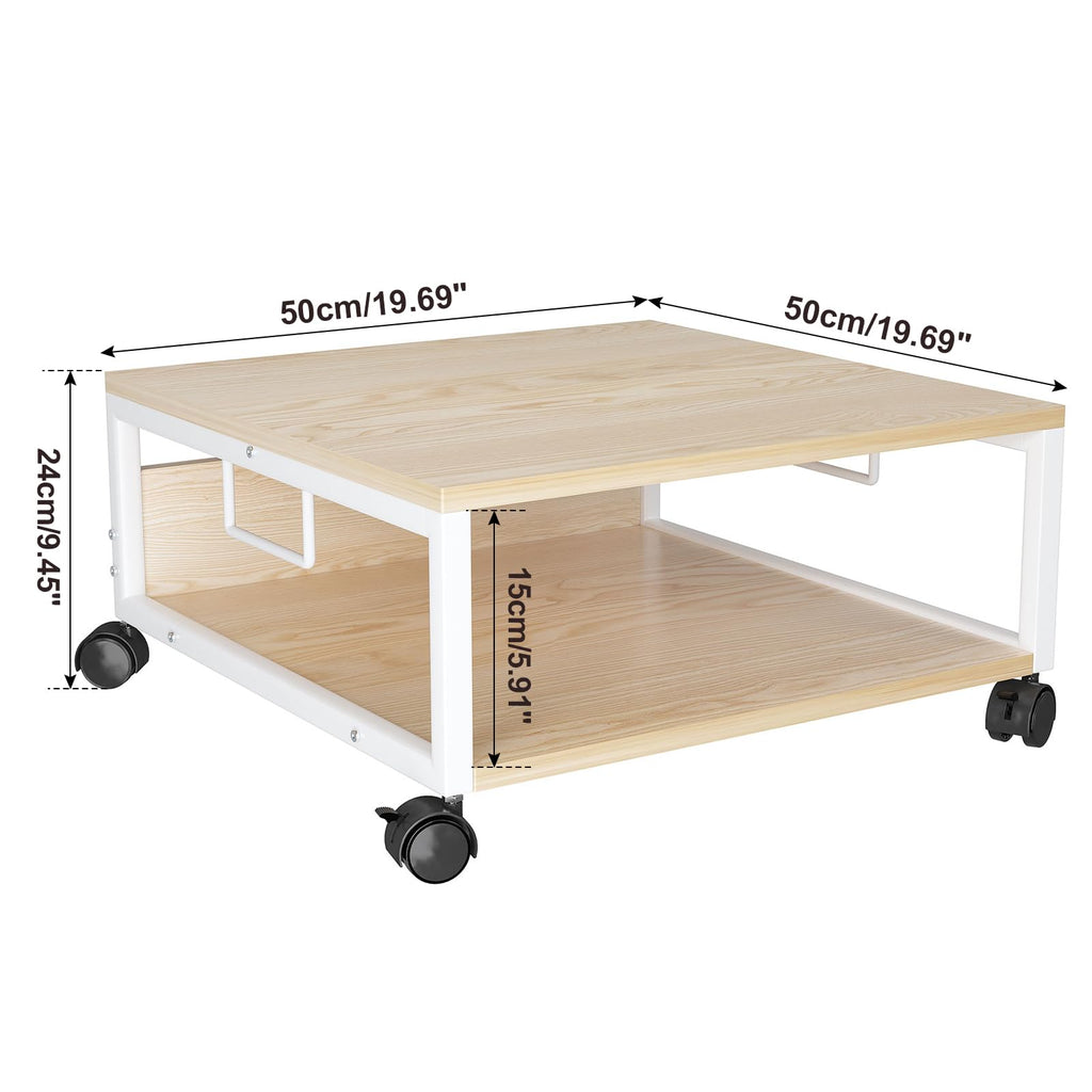 IBUYKE 2 Tier Desktop Drucker Stand Cart,Drucker Tisch mit Rädern,Schreibtisch Heavy Duty Rolltisch mit Aufbewahrungsordnern,für Bücher, Faxmaschine, Scanner, Home Office TLJ008R