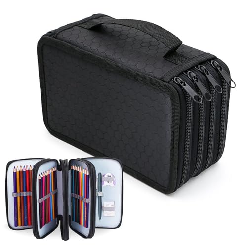 Federmäppchen Große 72 Slots Federmappe für Schule Studenten, Arbeit, Office Pen Organizer Holder Schulmaterial (Schwarz)