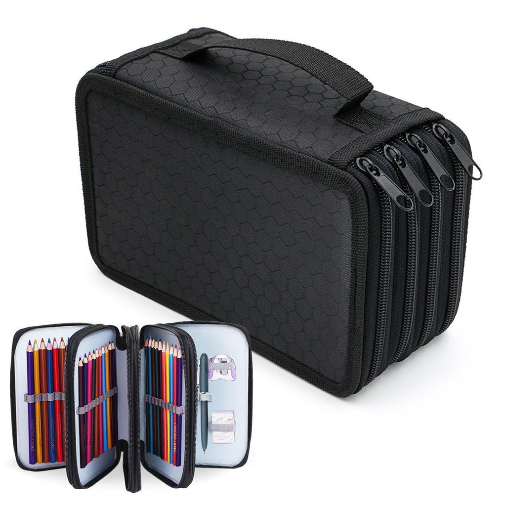 Federmäppchen Große 72 Slots Federmappe für Schule Studenten, Arbeit, Office Pen Organizer Holder Schulmaterial (Schwarz)