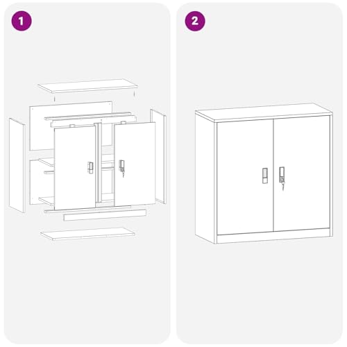 Aufbewahrungsschrank Anthrazit aus Stahl 90 x 40 x 90 cm, abschließbar, vielseitiger Büroschrank mit viel Stauraum für Ordner, Dokumente, Archivierung und Büroorganisation