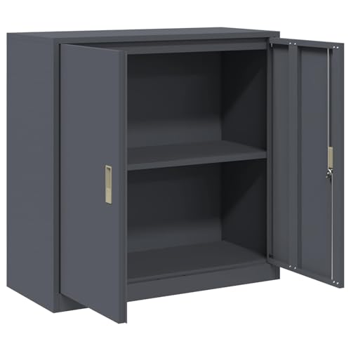 Aufbewahrungsschrank Anthrazit aus Stahl 90 x 40 x 90 cm, abschließbar, vielseitiger Büroschrank mit viel Stauraum für Ordner, Dokumente, Archivierung und Büroorganisation