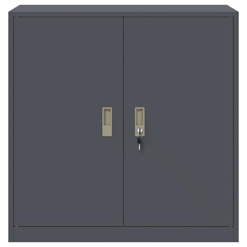 Aufbewahrungsschrank Anthrazit aus Stahl 90 x 40 x 90 cm, abschließbar, vielseitiger Büroschrank mit viel Stauraum für Ordner, Dokumente, Archivierung und Büroorganisation