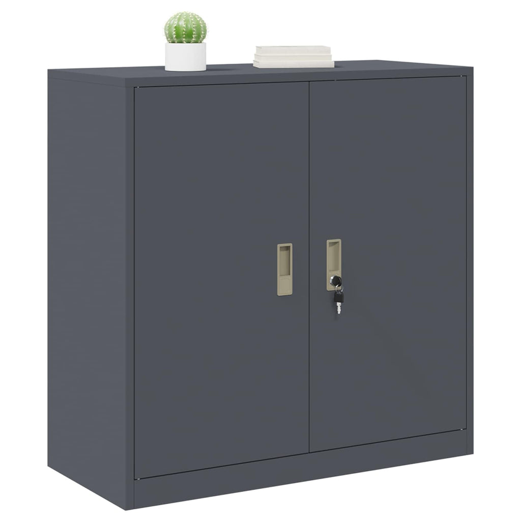 Aufbewahrungsschrank Anthrazit aus Stahl 90 x 40 x 90 cm, abschließbar, vielseitiger Büroschrank mit viel Stauraum für Ordner, Dokumente, Archivierung und Büroorganisation