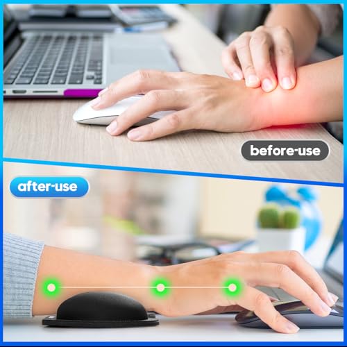 TIDALSOIL Mouse Wrist Rest, 2 Pack Mouse Wrist Rest Support Cushion mit Anti-Rutsch-Gummi-Basis, Ergonomic Pain Relief Mouse Hand Rest (Black)