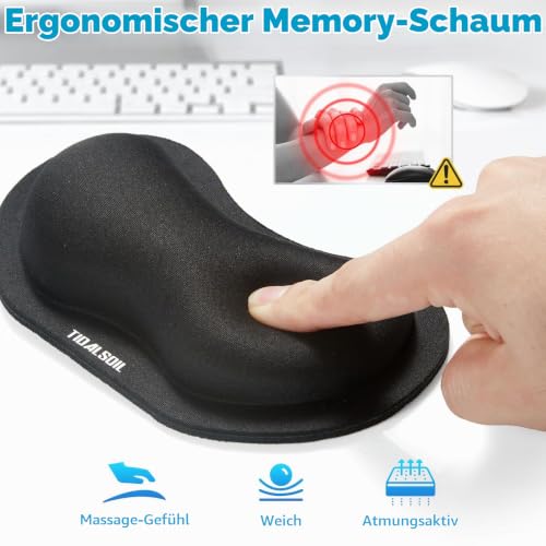 TIDALSOIL Mouse Wrist Rest, 2 Pack Mouse Wrist Rest Support Cushion mit Anti-Rutsch-Gummi-Basis, Ergonomic Pain Relief Mouse Hand Rest (Black)