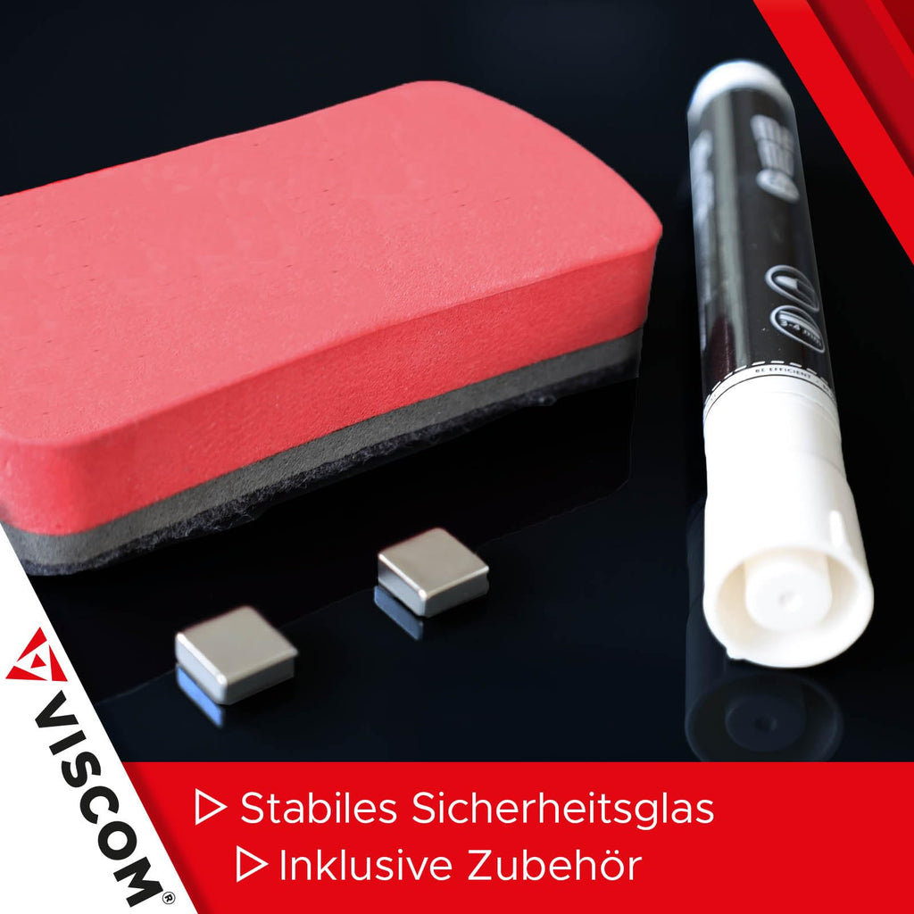 VISCOM Glas-Magnettafel - 40 x 60 cm in sattem Schwarz - rahmenlos