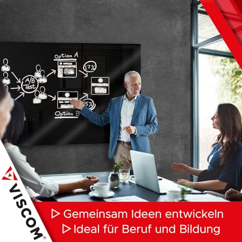 VISCOM Glas-Magnettafel - 40 x 60 cm in sattem Schwarz - rahmenlos