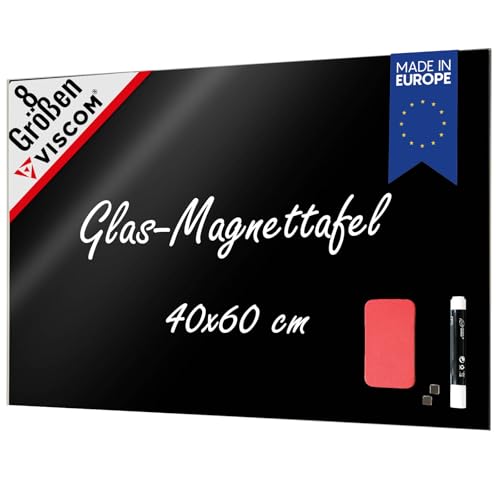 VISCOM Glas-Magnettafel - 40 x 60 cm in sattem Schwarz - rahmenlos