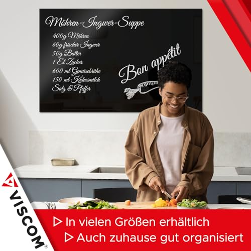 VISCOM Glas-Magnettafel - 40 x 60 cm in sattem Schwarz - rahmenlos