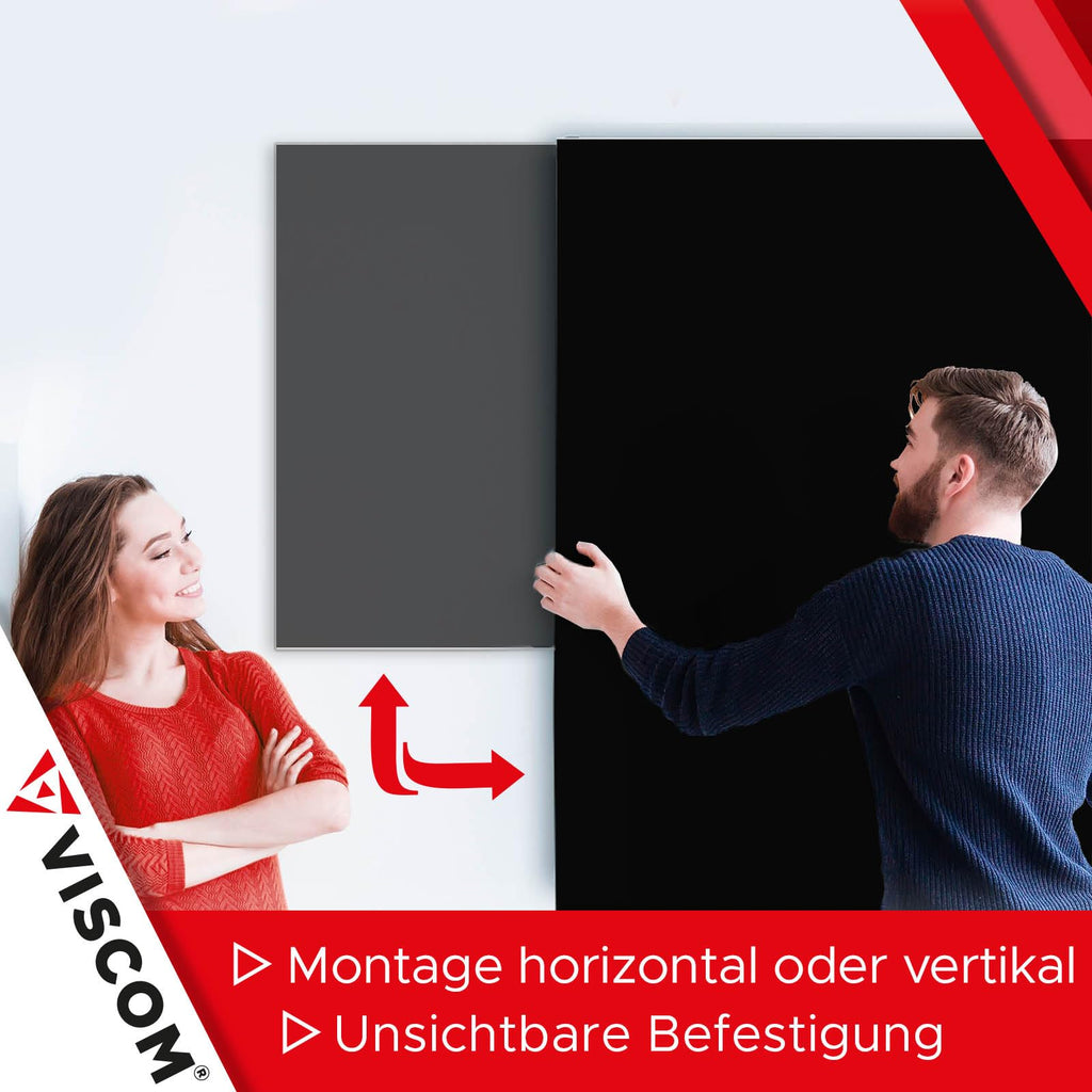 VISCOM Glas-Magnettafel - 40 x 60 cm in sattem Schwarz - rahmenlos