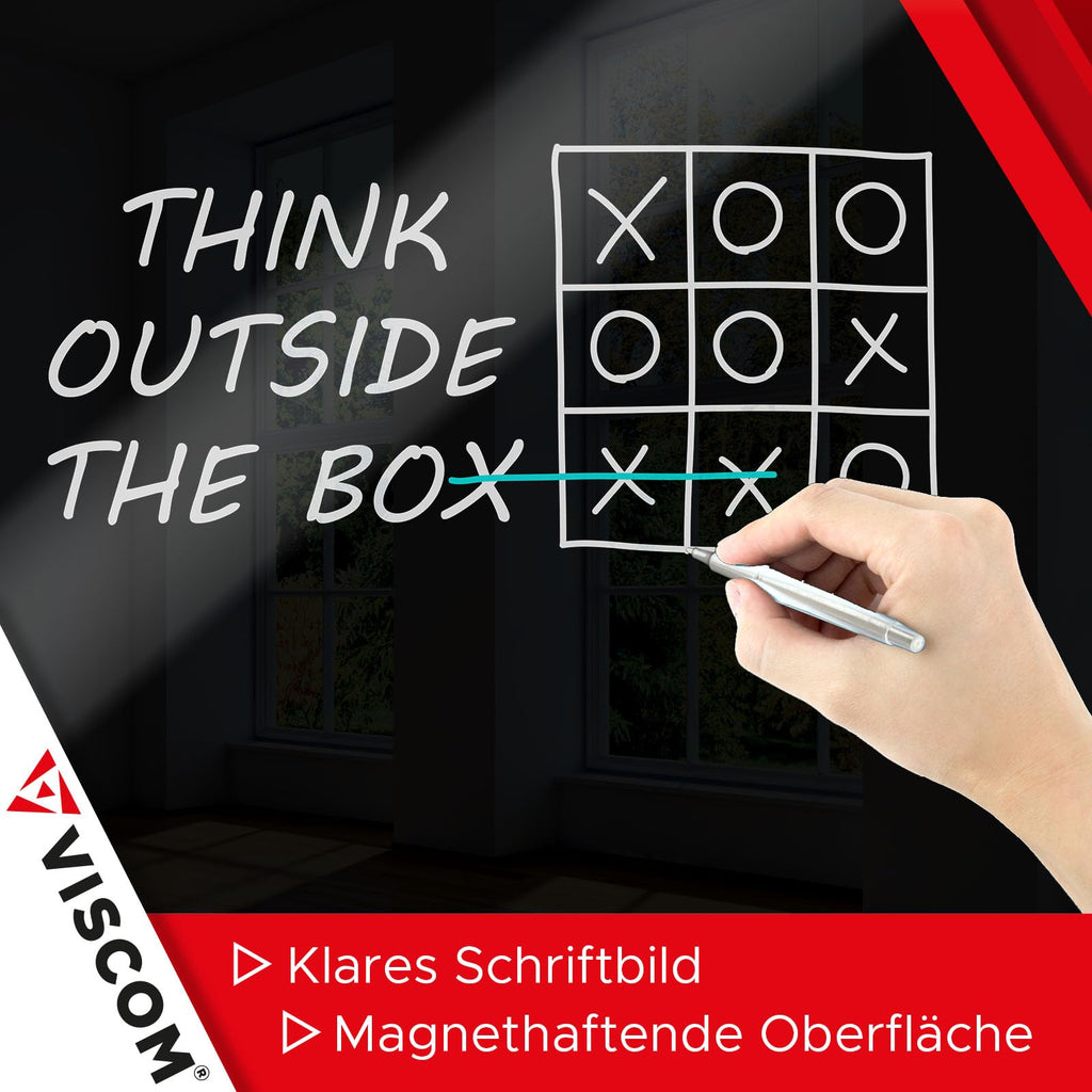 VISCOM Glas-Magnettafel - 40 x 60 cm in sattem Schwarz - rahmenlos