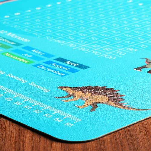 BRICH Schreibtischunterlage Kinder Abwischbar – Dinosaurier Lernunterlage