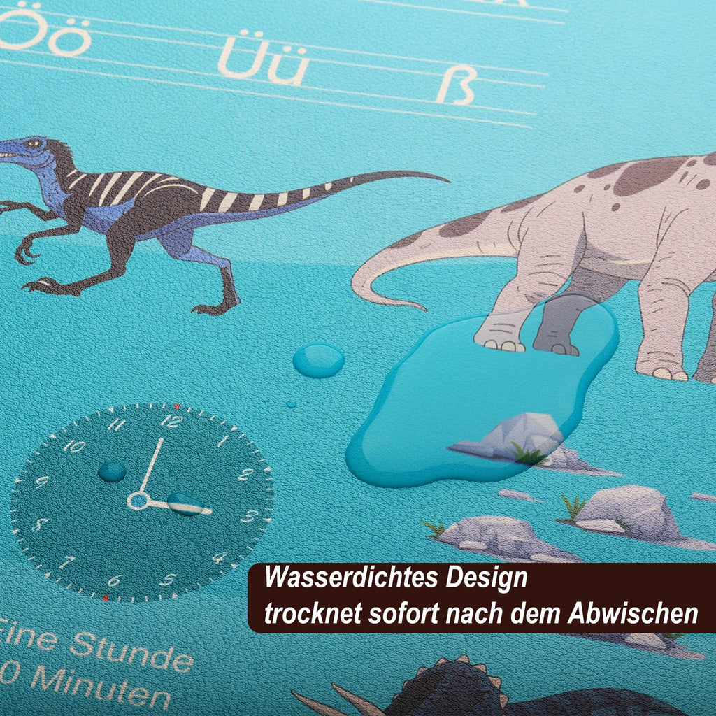 BRICH Schreibtischunterlage Kinder Abwischbar – Dinosaurier Lernunterlage