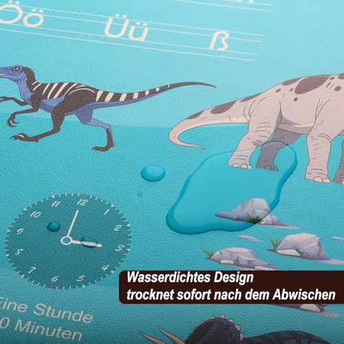 BRICH Schreibtischunterlage Kinder Abwischbar – Dinosaurier Lernunterlage
