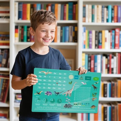 BRICH Schreibtischunterlage Kinder Abwischbar – Dinosaurier Lernunterlage