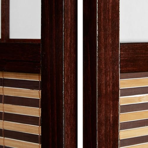 Homestyle4u Paravent 3-teilig Dunkelbraun Bambus Sichtschutz Shoji Raumteiler Holz