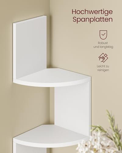 VASAGLE Eckregal mit LED-Beleuchtung, Wandregal 5 Ebenen