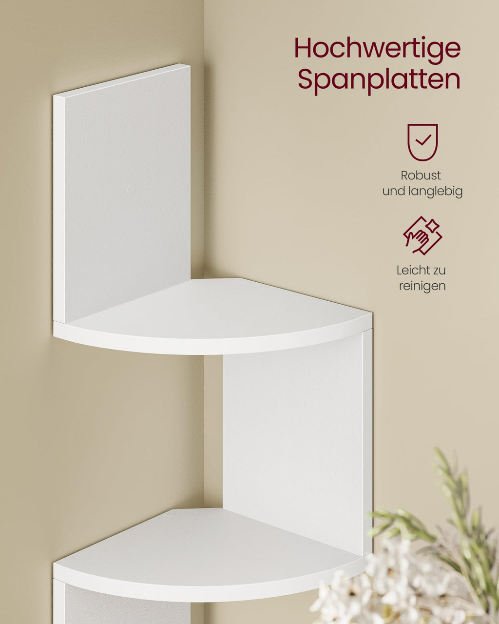 VASAGLE Eckregal mit LED-Beleuchtung, Wandregal 5 Ebenen