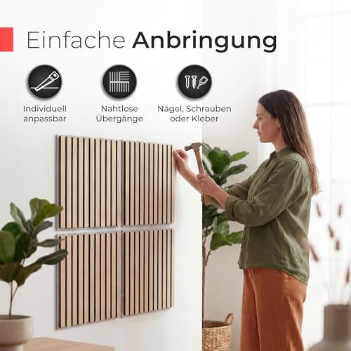 Akustikpaneele Holz - 60x60 cm - Echtholz Eiche & Akustikfilz